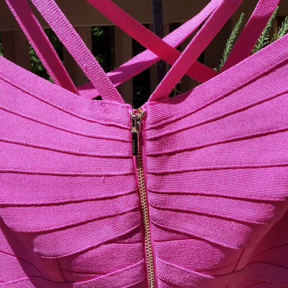 bebe dress, hot pink, size s, bodycon dress, front zipper, sexy dress - Picture 4 of 6